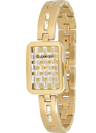 Жіночий годинник guardo premium 012699-2 золотистий корпус з кристалами золотистий браслет світлий циферблат