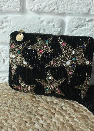 Чорнний оксамитовий гаманець/косметичка accessorize