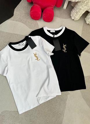 Топи жіночі saint laurent з коротким рукавом, чорний та білий