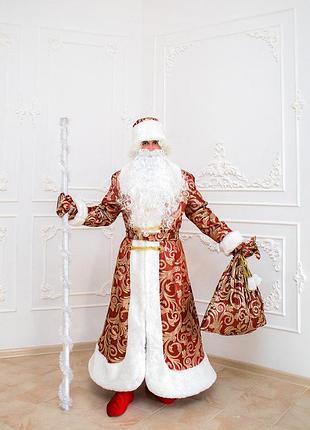 Костюм діда мороза червоний жакард 58-62 р.