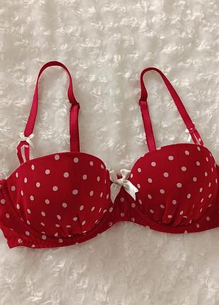 Балконет красный бюстгальтер в горох бюст гладкий лиф knickerbox 36b 80b 75c