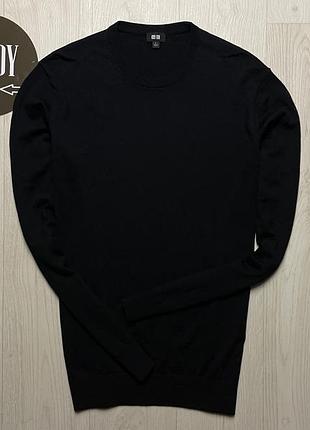 Мужской черный шерстяной свитер uniqlo, размер l