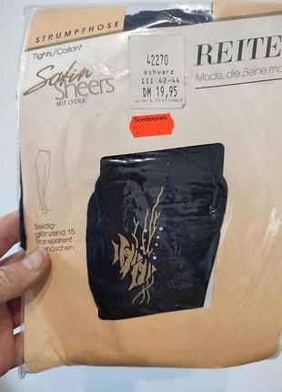 Новые винтажные колготки reiter satin sheers 15 den с золотым узором, стразами и lycra, размер l