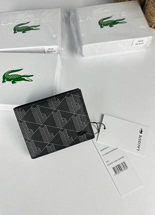 Мужской кошелек lacoste черный, стильный, компактный