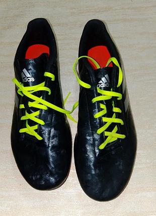 Бутси чоловічі adidas conquisto ii fg чорні з салатовими шнурками