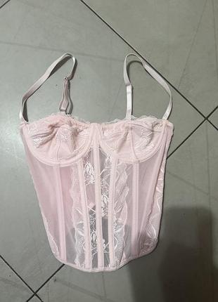 Ніжно-рожевий корсет із мереживом 🌸