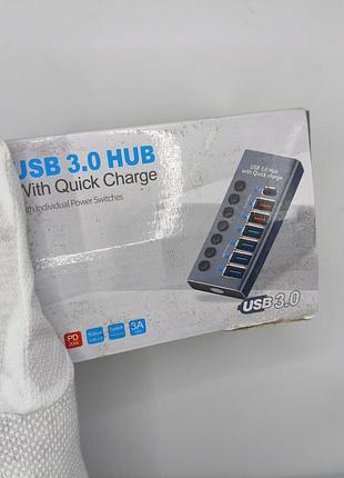 Usb 3.0 хаб 4 порти з блоком живлення 12v 3a алюмінієвий концентратор