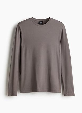 Лодочный чеовидный хлопковый лонгслив h&amp;m