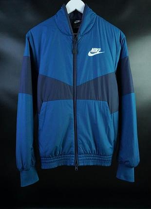 Куртка чоловіча nike sportswear big logo fill bomber jacket full zip fleece синя s