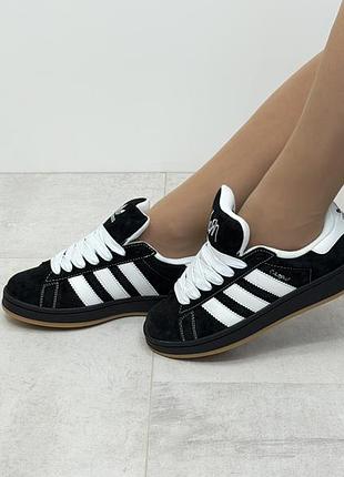 Кеди жіночі adidas campus korn чорні з білим 40