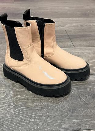 Черевики для дівчинки zara челсі бежеві