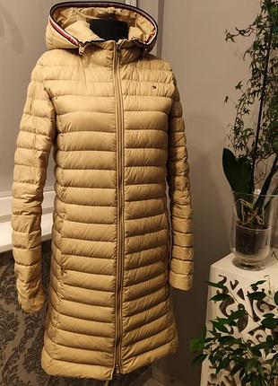 Жіночий пуховик tommy hilfiger подовжений бежевий
