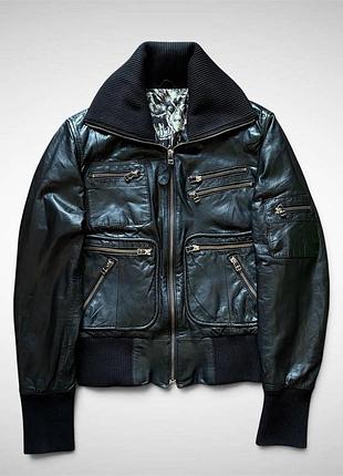 Жіноча чорна кожана куртка leather jacket y2k 2000