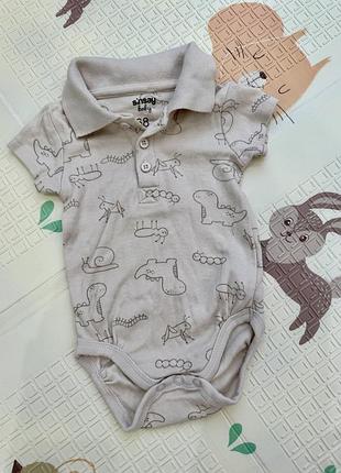 Боді для хлопчиків bambi baby бежевий з малюнком короткий рукав