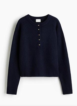 Светр h&m 5% вовни темно-синій колір m-l
