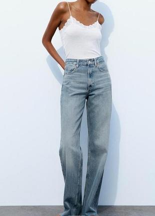 Джинси жіночі zara wide leg блакитні