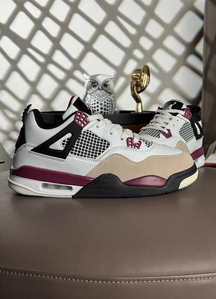 Чоловічі кросівки nike air jordan 4 retro psg white burgundy black