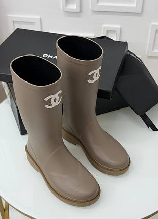 Гумові люкс чоботи ch@////nel caoutchouk cc high boots