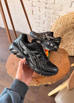 Мужские кроссовки asics gel-kayano 14 black/silver (скользящая сетка)