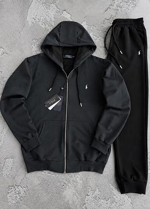 Костюм polo ralph lauren зіп худі графітовий штани чорні