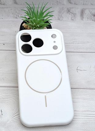 Уцінка!!! чохол silicone case magnetic для apple iphone 17 pro бампер із мікрофіброю білий уцінка!!!