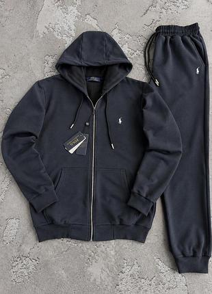 Костюм polo ralph lauren зіп худі штани графітовий