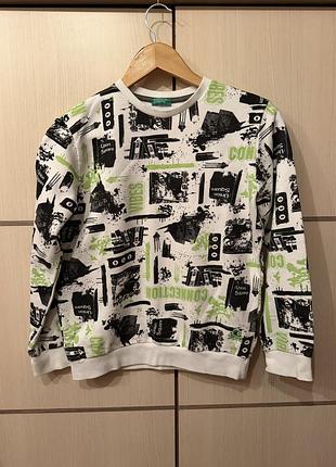 Худі для хлопчика benetton біле з принтом
