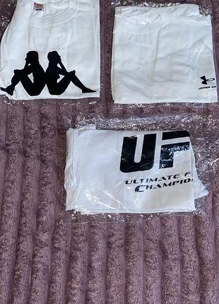 Футболки чоловічі kappa, under armour, ufc, білі, з принтом