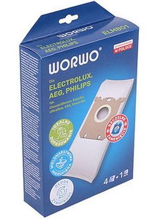 Набор мешков (4 шт) elmb01k s-bag worwo для пылесоса electrolux/philips