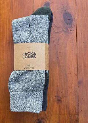 Набор 2 пары мужские зимние носки jack & jones jacjefrey угольно-серый / серый меланж