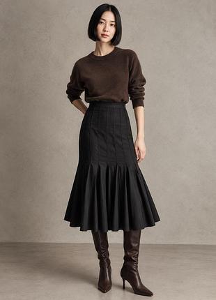 Жіноча міді спідниця zara чорна в складку s/m