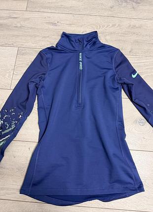 Кофта жіноча спортивна nike pro hyperwarm half-zip синя