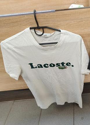 Футболка чоловіча lacoste біла з логотипом самовивіз