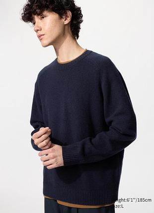 Светр чоловічий uniqlo з вовни, темно-синій, розмір l