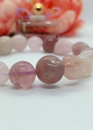 🌸💐 нежный женственный браслет резинка натуральный камень розовый кварц галтовка5 фото