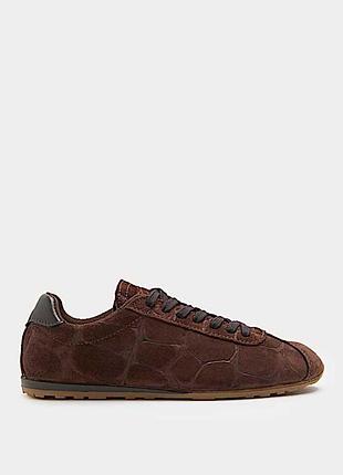 Кросівки жіночі m&s suede embosses croc trainers темно-коричневі