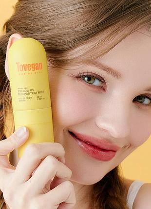 Сонцезахисний спрей для обличчя tovegan color food series yellow uv sun protect mist spf50+ pa+++ 60 мл