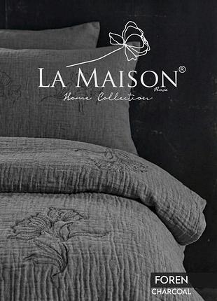Постельное белье из муслина и вареного хлопка la maison евро размер foren charcoal