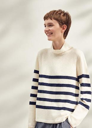 Вовняний светр uniqlo у смужку під горло