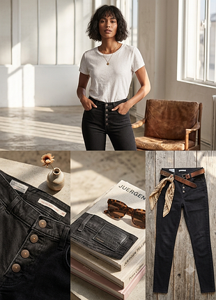 Чорні джинси levi's mile high super skinny з високою посадкою на ґудзиках (розмір w29)