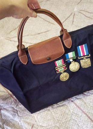Великий сумка шопер з плащівки з шкірою цікавого дизайну, longchamp. оригінал