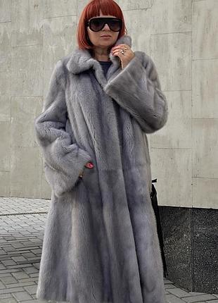 Шуба норкова пальто blue irich 110 см довжина р.48-54