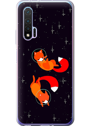 Чехол на huawei nova 6 лисички в космосе из силикона fch_0175932