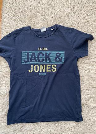 Футболка чоловіча jack & jones синя, розмір m, 100% бавовна