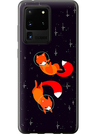 Чехол на samsung galaxy s20 ultra лисички в космосе из силикона fch_0013531