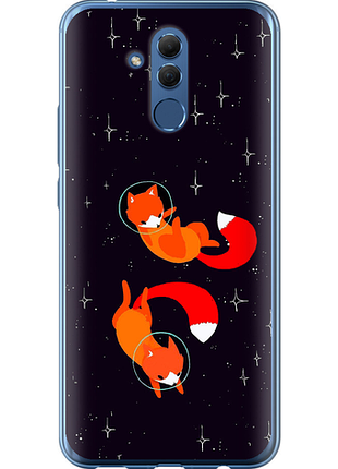 Чехол на huawei mate 20 lite лисички в космосе из силикона fch_0175945