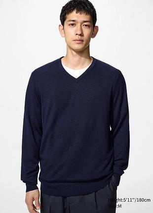Светр чоловічий uniqlo вовняний синій