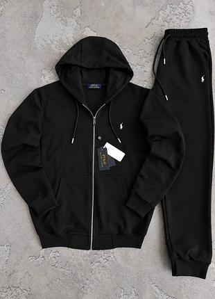 Чоловічий костюм polo ralph lauren чорний , вишитий логотип