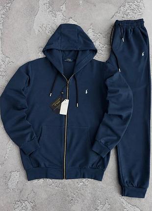 Чоловічий костюм polo ralph lauren, синій , вишитий логотип , осіній костюм