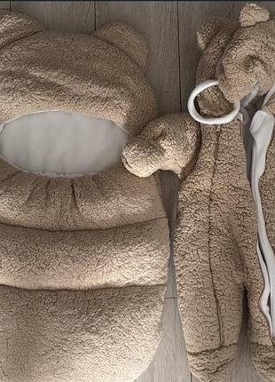 Костюм та комплект унісекс teddi зимовий на виписку бежевий